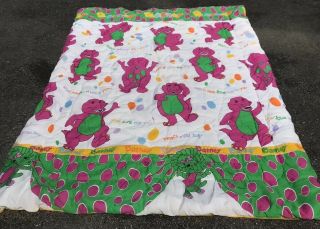 Vintage Barney & Friends Baby Bop Twin Comforter Blanket I Love You Song 1992
