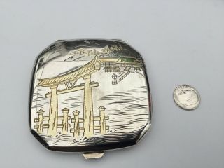 Vintage Japanese Solid 950 Sterling Silver Compact Case,  Gorgeous 97.  2 Grams