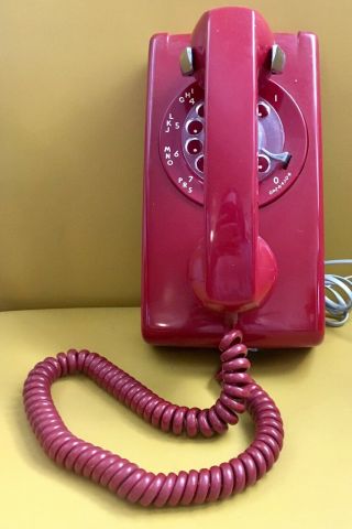 Vintage Northern Electric Red Rotary Wall Phone