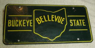 Bellevue (ohio) Buckeye State Un - Restored Vintage License Plate.