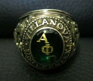 Vintage 1969 Villanova University 10k Gold Class Ring Fraternity Alph Phi Omega