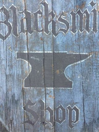 vintage 1900s antique hand - painted BLACKSMITH SHOP wooden horseshoe trade sign 6