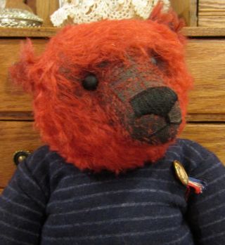 15 " Vintage Ooak Pat Murphy Artist Mohair Bear Great Red Color W/tag Marked 2001