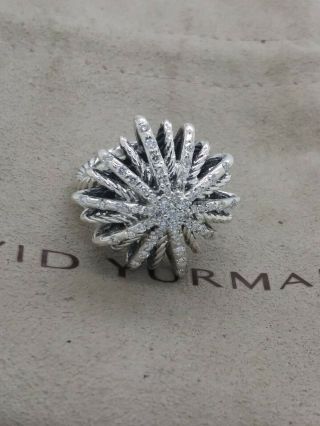 Vintage David Yurman Sterling Silver Large 25mm Starburst Diamond Ring Size 6