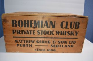 Vintage Bohemian Club Private Stock Whiskey Wood Box - Rare