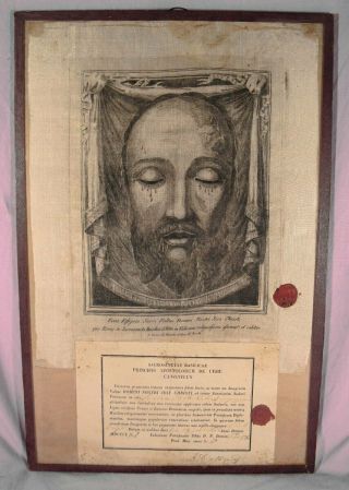 Antique Veronica Veil - True Face Of Christ Relic - With Document.