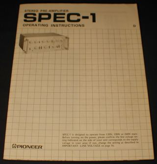 Vintage Pioneer Spec 1 Pro Rack Mount Stereo Pre - Amplifier Preamp Japan 1979 10