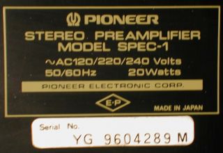 Vintage Pioneer Spec 1 Pro Rack Mount Stereo Pre - Amplifier Preamp Japan 1979 8