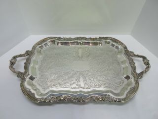 F B Rogers Silver Co.  25” X 14 1/2” Footed Silverplate Serving Tray -