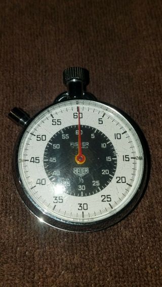 Vintage HEUER Fisher 7 Jewel 1/5 Stopwatch Made In Switzerland 8
