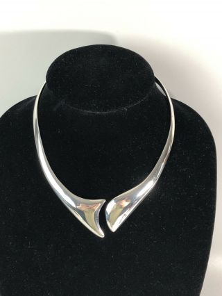 VTG Sterling Silver TL - 57 MEXICO TAXCO Modernist Collar Choker Necklace - 99.  3 G 2