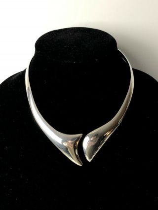 VTG Sterling Silver TL - 57 MEXICO TAXCO Modernist Collar Choker Necklace - 99.  3 G 3