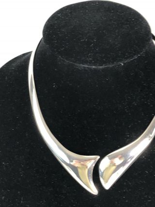 VTG Sterling Silver TL - 57 MEXICO TAXCO Modernist Collar Choker Necklace - 99.  3 G 4