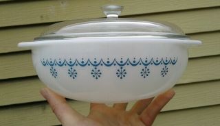 Pyrex Rare Snowflake Garland Ovenware 024 2 Qt Casserole Baking Dish With Lid 2