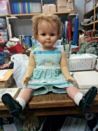 Vintage Saucy Walker Doll 29” 1950 - 1960’s T - 28x - 80 Ideal Toy Corp Org Shoes
