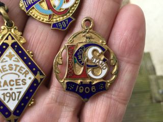 3 x Antique Enamel Horse Racing Member Badges 1906 & 1907 Chester & Liverpool 3