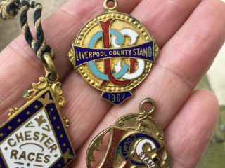 3 x Antique Enamel Horse Racing Member Badges 1906 & 1907 Chester & Liverpool 4