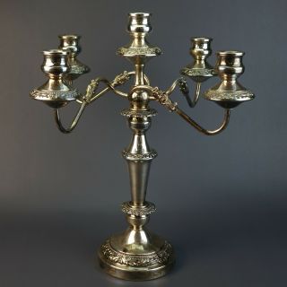 5 Arm Candle Holder Candlestick Candelabra 18.  5 " X 17 " Gsc Silver Plate