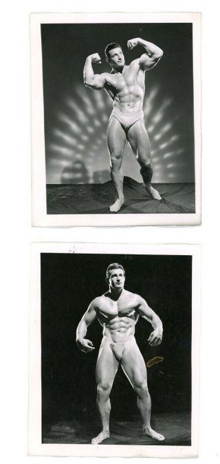 Rare 2 Ea Vintage 1940s Bob Mizer Amg Photo Bob Mccune Nude Beefcake Bodybuilder