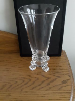 Vintage Steuben Clear Glass Footed Vase Signed