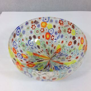 Vintage Murano Glass Floral Cane Style Bowl 14cm Diameter 6.  5cm High
