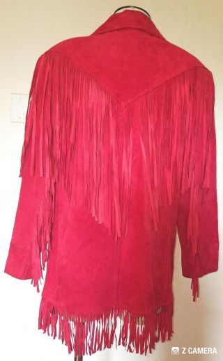 Vintage Red Suede Fringed Coat Size M Cowgirl/ Indian Wild West Style 3