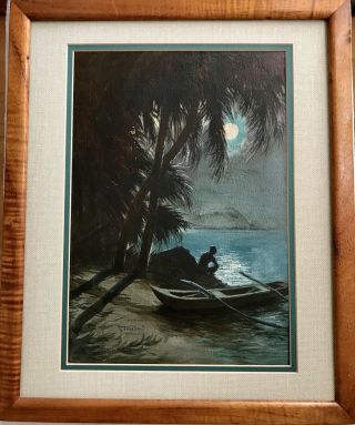 Vintage Oil Painting Tip Freeman Hawaii Honolulu Hawaiian