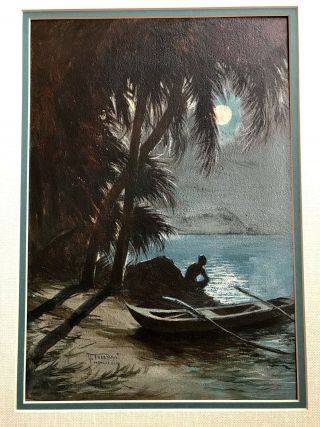 Vintage Oil Painting Tip Freeman Hawaii Honolulu Hawaiian 3