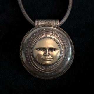 Vintage Tabra Sun / Moon Slide Pendant Sterling Silver Necklace