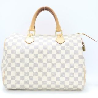 Auth Louis Vuitton Speedy 30 Boston Handbag N41533 Damier Azur Vintage