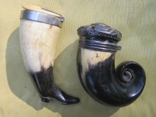 Two Antique Horn Snuff Mulls 2