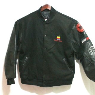 100 Auth Apple Computer Mission Impossible Leather Varsity Jacket Vintage L