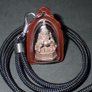 Magic God Darkness Phra Rahu Om Moon Statue Buddha Amulet Pendant Black Necklace