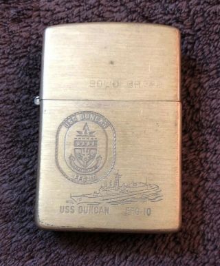 Vintage Solid Brass Uss Duncan Zippo Lighter