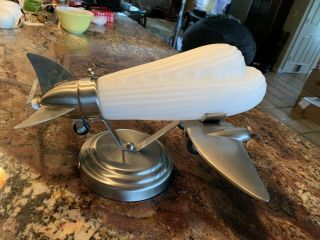 Vintage Art Deco Airplane Lamp Dc - 3 Frosted Glass Night Light