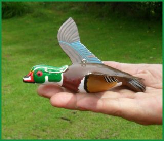 Ice Fishing Decoy Wood Duck Hand Carved Folk Art By Sheila Cates