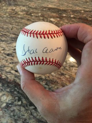 Hank Aaron Signed Autographed National League Baseball Psa Dna Vintage Signature