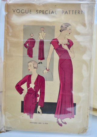 Vintage Vogue Sewing Pattern 1920 ' s 1930 ' s Dress S - 356 Special Pattern 40 Bust 3