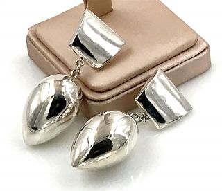 Vintage.  925 Sterling Silver Modernist Dangling Bullet Post Earrings