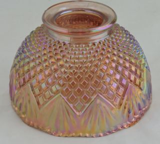 Vintage Iridescent Marigold Glass Lamp Shade Quilted & Fat/pineapple Pattern