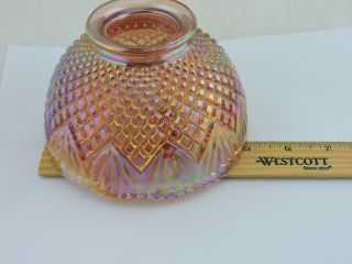 VINTAGE IRIDESCENT MARIGOLD GLASS LAMP SHADE QUILTED & FAT/PINEAPPLE PATTERN 2