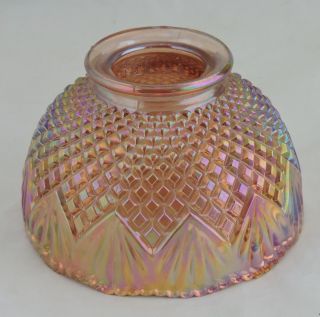 VINTAGE IRIDESCENT MARIGOLD GLASS LAMP SHADE QUILTED & FAT/PINEAPPLE PATTERN 4