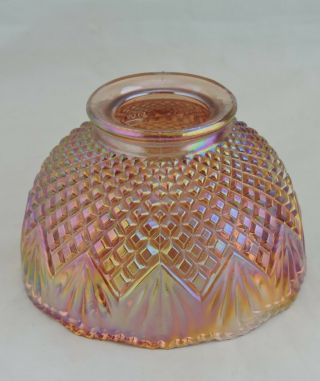 VINTAGE IRIDESCENT MARIGOLD GLASS LAMP SHADE QUILTED & FAT/PINEAPPLE PATTERN 5