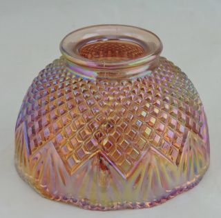 VINTAGE IRIDESCENT MARIGOLD GLASS LAMP SHADE QUILTED & FAT/PINEAPPLE PATTERN 7