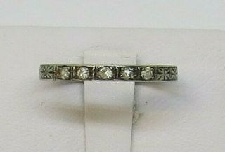 18k White Gold Antique Art Deco Diamond Band Ring Size 5.  5