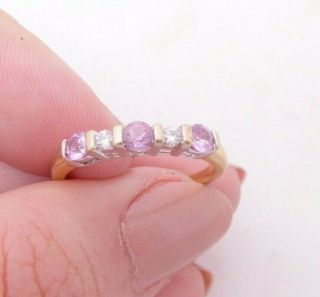 Fine 18ct/18k Gold Diamond & Pink Sapphire Ring,  750