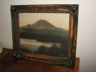 Antique 1911 Asahel Curtis Hand Tinted Colored Photograph Mt.  Rainier Seattle Wa