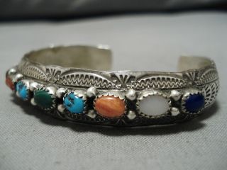 STUNNING VINTAGE NAVAJO WIL BENALLY CONVEX STERLING SILVER TURQUOISE BRACELET 4