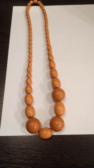 Vintage Honey Amber Butterscotch Bakelite Bead Necklace 85g 65cm 4