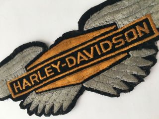 Vtg Harley - Davidson Motorcycles Wings Patch Large 10.  75 " Embroidered